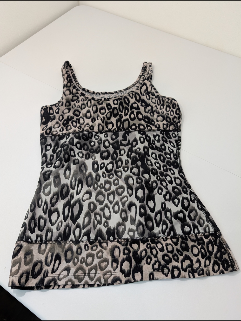 Teez-Her Leopard Print Tank Top - Black & Gray Medium